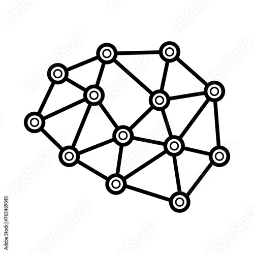 Black vector icon of  neural network. "Predictive Neural Network: AI Brain Concept in Vector Outline Design. 