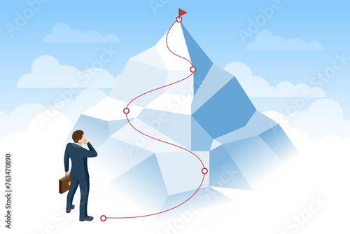 Isometric Career Growth. Business Goal Achieving, Development, Progress or Growth. Business Arrow Target Direction. Success. Business Vision and Target. Investment ROI