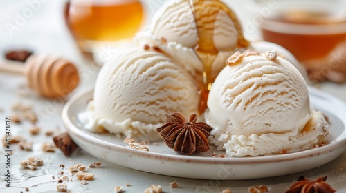 Three Scoops of Ice Cream on Plate