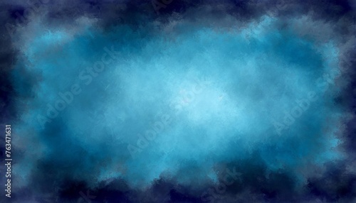 abstract blue background texture with old grunge border in dark sponged design with light center stormy sky illustration © Richard