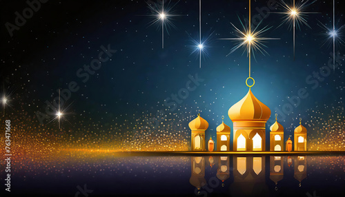 Eid al adha - Ramadan festival sparkle background design, copy space for your text © Arda ALTAY