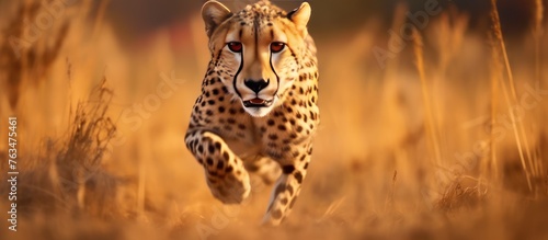 photo cheetah running with savanna background © kucret