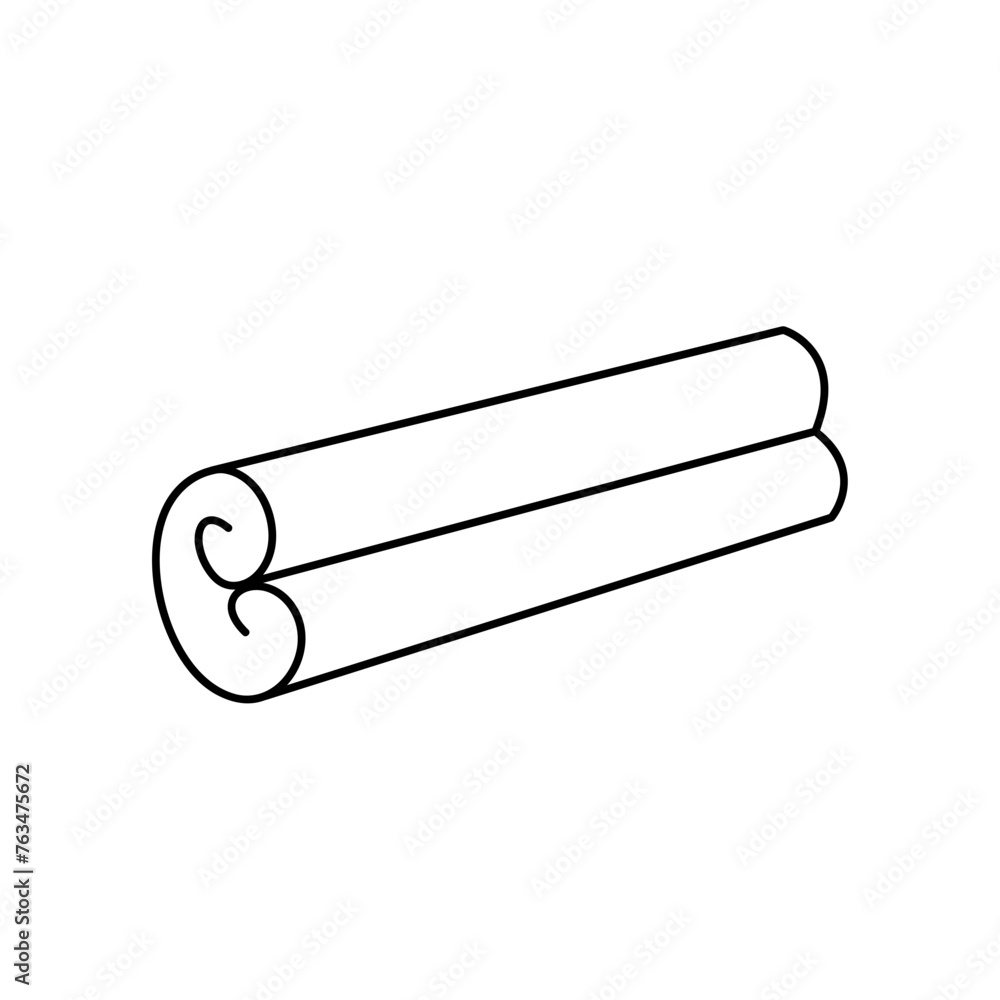 Cinnamon stick. Icon, coloring page, black and white illustration. Cinnamon stick. Icon, coloring page, black and white illustration.