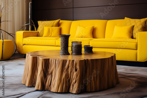 sofa and pillows on wooden floor