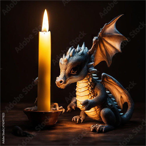 Little dragon near the candle.