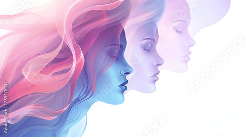 woman  female  illustration  person. Women s Day Color Silhouettes Banner - Square Format  Generative Ai