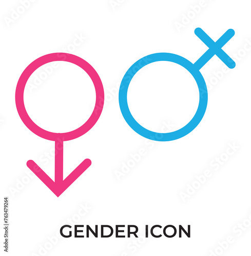 Gender symbol pink, blue and black icon. Female and male gender icon vector set. unisex illustration sign collection. Man and woman symbol on white background in eps 10.