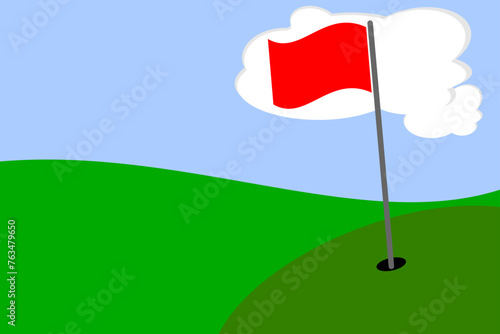 Golf abstract flag and green