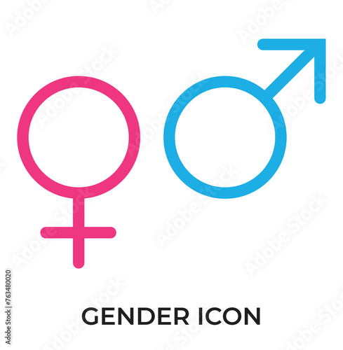 Gender symbol pink, blue and black icon. Female and male gender icon vector set. unisex illustration sign collection. Man and woman symbol on white background in eps 10.