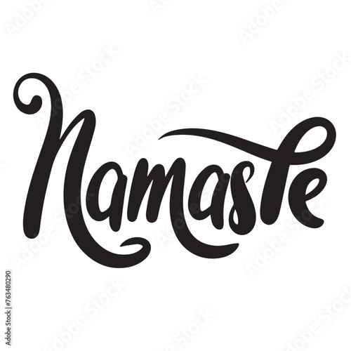Namaste text isolated on transparent background. Hand drawn vector art