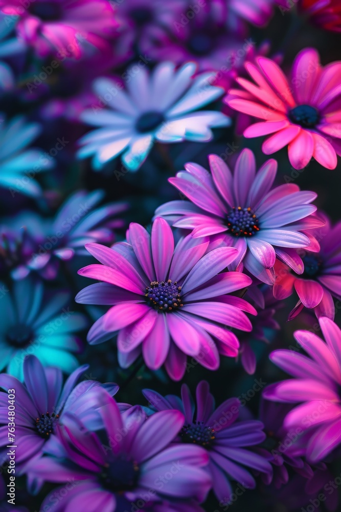 Pink and Blue Flowers in a Field Pink and Blue Flowers in a Field