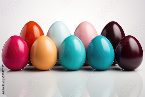 Easter different color egg isolated on white background Generative AI