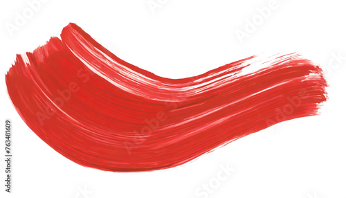 Red paint brush stroke isolated over the white background