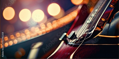 Close-Up Shot of Guitar with Bokeh Effect photo