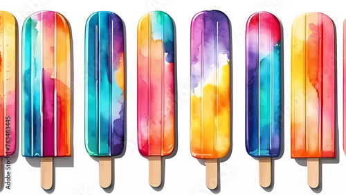 Refrescante del Verano: Paleta de Helado de Frutas. Una Deliciosa Ilustración de un Postre Congelado con Sabores Frutales, Perfecto para Disfrutar en el Calor del Verano