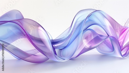 A purple and blue wavy object floats against a plain white backdrop, creating a striking contrast