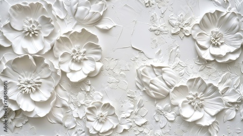 a white paper background adorned with delicately embossed flowers, a textured floral pattern that combines elegance with simplicity. SEAMLESS PATTERN. SEAMLESS WALLPAPER. © lililia