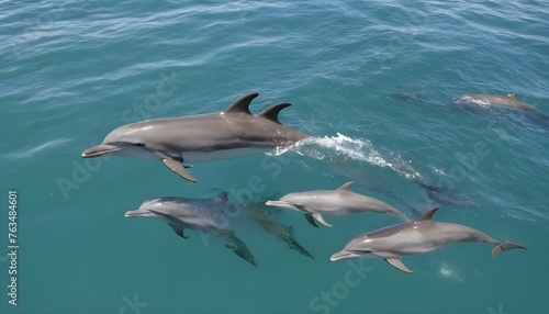 A Dolphin Swimming In A Pod With Its Companions Upscaled 4