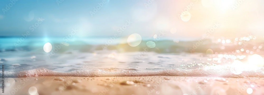 An out-of-focus shot capturing a beach with the ocean in the background, creating a blurred effect