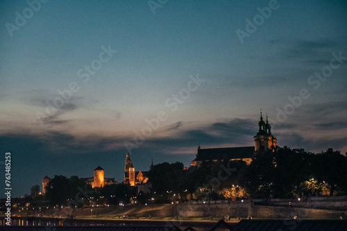 Wawel Castle Illuminated at Night photo