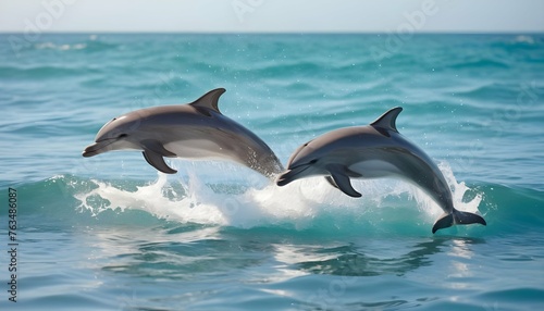 Whimsical Scene Of Playful Dolphins Jumping In The Upscaled 4 © Hiya
