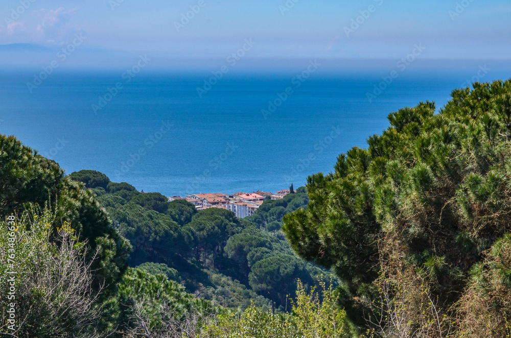 Marmara sea and Bayir locality scenic view from Armutlu highway (Yalova province, Turkey)