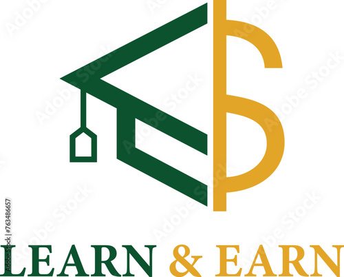 Graduation Cap Money Icon Vector Design. Scholarship logo concept design. Dollar sign vector design.