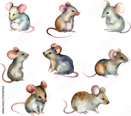 Watercolor Mouse Vector Illustration