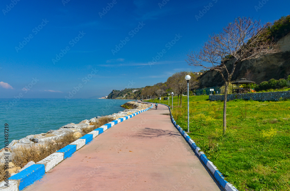 Marmara sea promenade and coastal park in Koru (Yalova province, Turkiye)