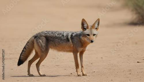 A Jackal With Its Ears Perked Forward Alert For D Upscaled 5