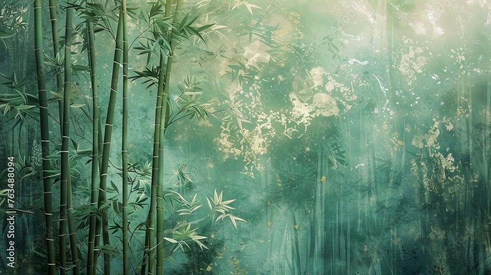 Bamboo Trees in a Forest - obrazy, fototapety, plakaty 