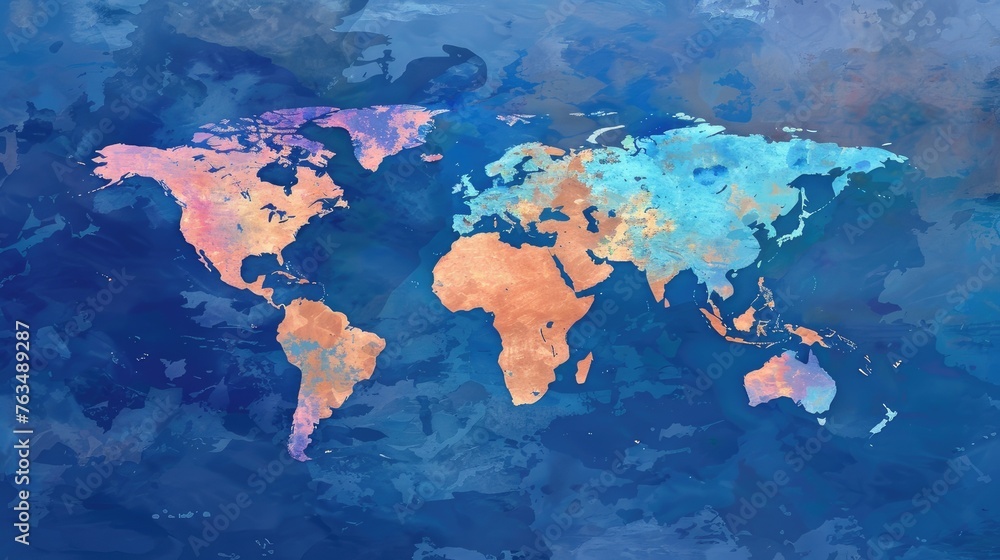 world maps against a vibrant blue background, ideal for geography enthusiasts and educational materials