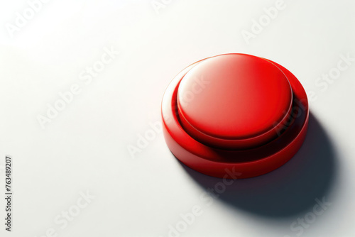 Red button on a clean background. Space for text.