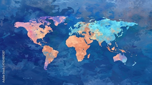 world maps against a vibrant blue background  ideal for geography enthusiasts and educational materials