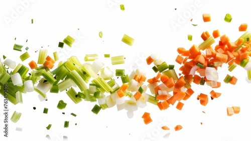 Many different fresh vegetables falling on white background © Werckmeister
