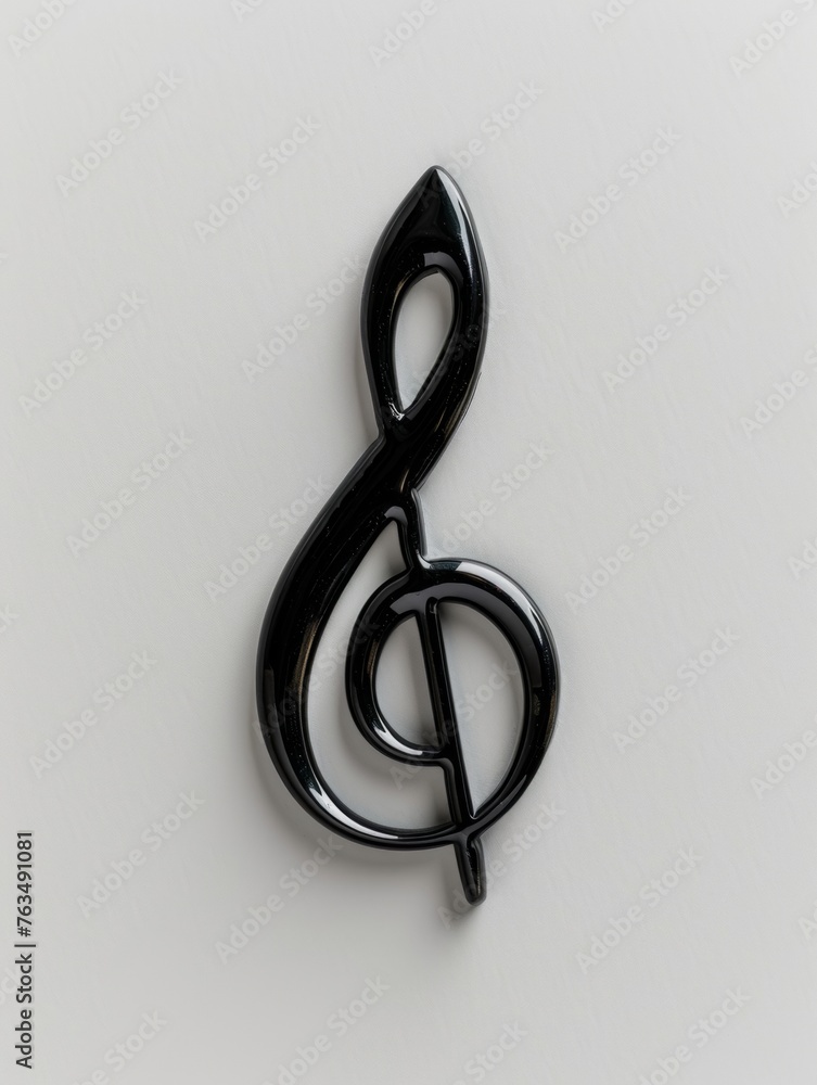 Obraz premium Realistic black treble clef on a white background. 