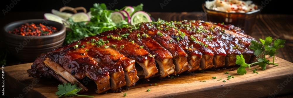 Delicious succulent pork ribs baked with honey and spices. Banner