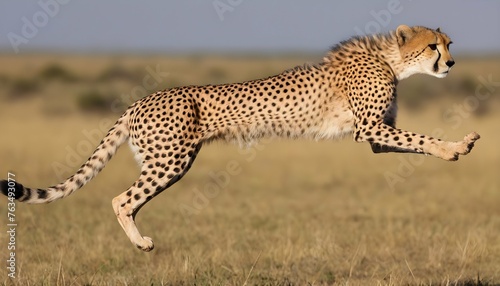 A Cheetah With Its Hind Legs Extended Mid Leap Upscaled 1 © Adeena