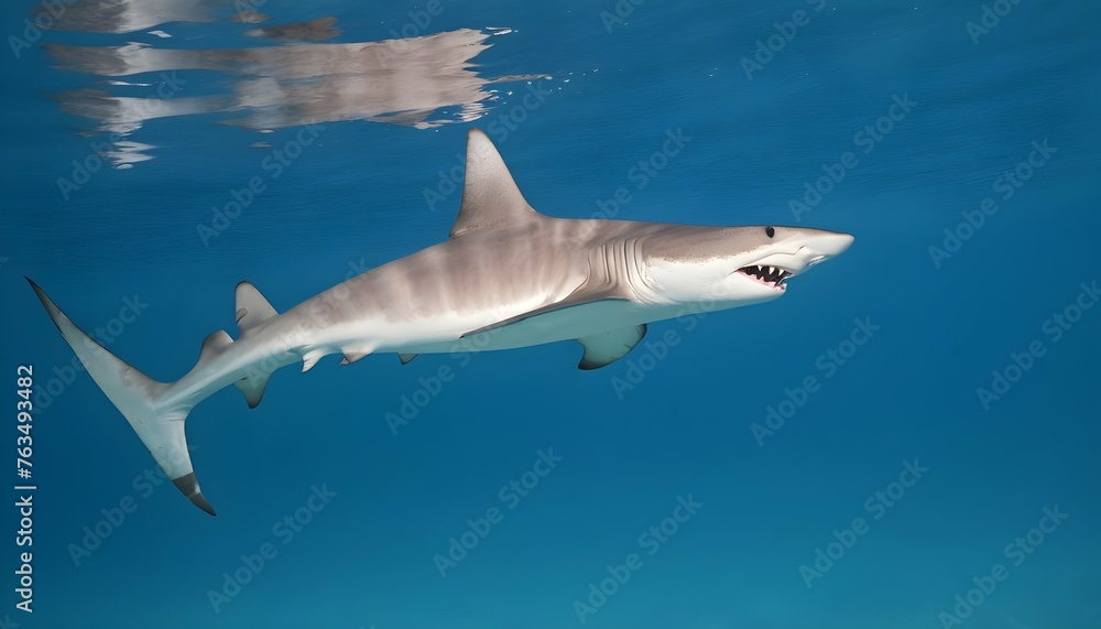 A Hammerhead Shark Gliding Through The Water With Upscaled 3