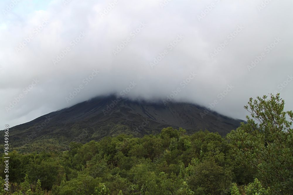 Arenal Volcano with the summit in the fog, Costa Rica