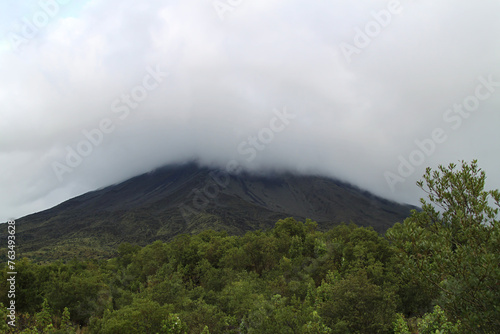 Arenal Volcano with the summit in the fog, Costa Rica