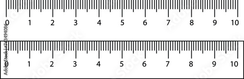 Set of scale with 6 inch, 15 centimeter with markup and numbers. Measuring charts of metric, imperial units. Collection of distance, height, length measurement tool templates. Sewing tool line vector.