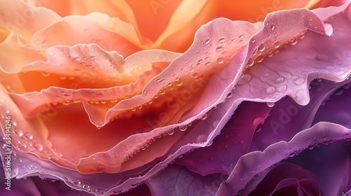 Close-up of Dew Drops on Colorful Petals