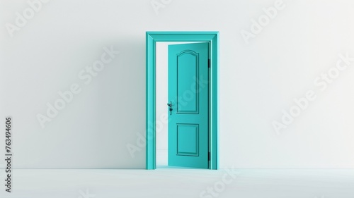 Creative blue door illustration of open