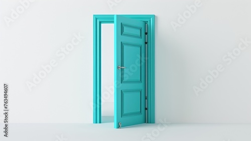 Creative blue door illustration of open photo