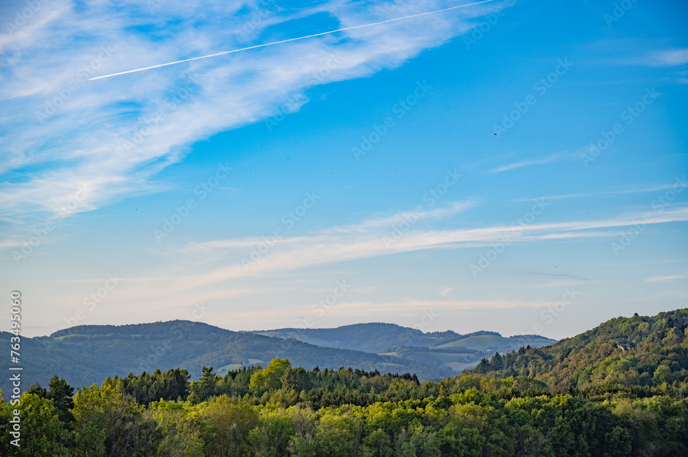 beautiful landscape of Austrian nature in Burgendand. Hills with forest and beautiful sky beautiful landscape of Austrian nature in Burgendand. Hills with forest and beautiful sky