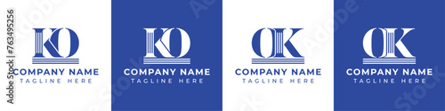 Letters OK and KO Pillar Logo Set, suitable for business with OK and KO related to Pillar