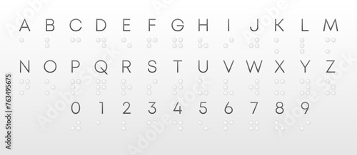 Braille Alphabet. Visually impaired writing system symbols. Braille Language. Blind Reading. Help of handicapped people read. Vector Illustration.