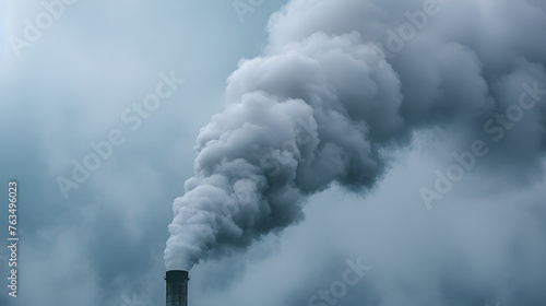 Smoke stack of thermal power station in Tusimice, Chomutov district, North Bohemia, Czech Republic Heavy smoke pollution from a factory, Generative Ai photo