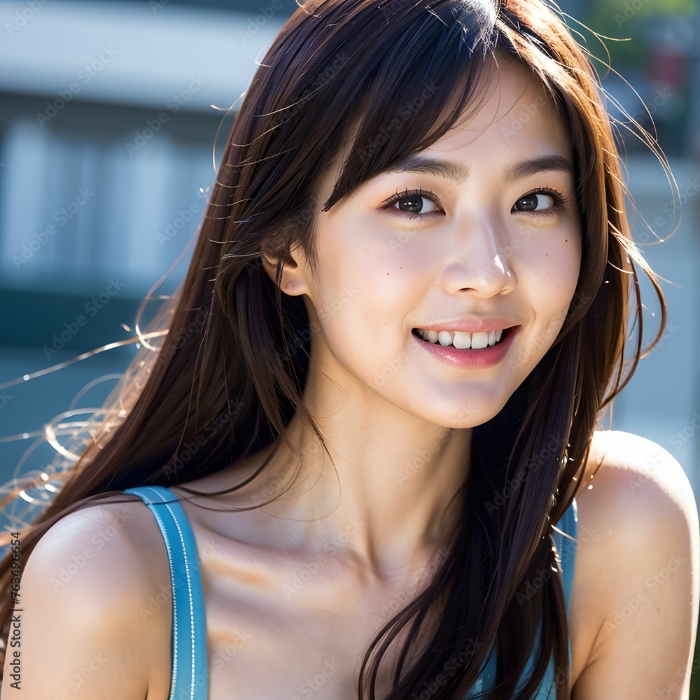 可愛い女性の写真。日本人のイラスト Stock 写真 | Adobe Stock